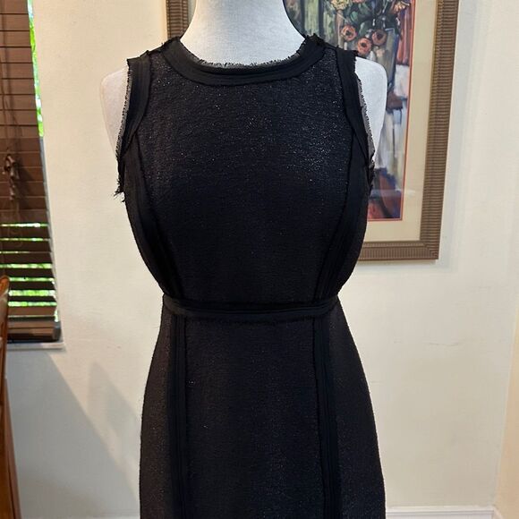 Michael Kors Black Tweed Fringe Shimmer Sleeveless Dress Size 6 - Picture 5 of 11